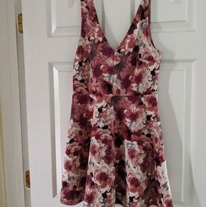 Red floral mini dress